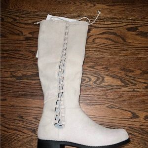 JustFab Julie Side Tie Boots- Vapor Blue